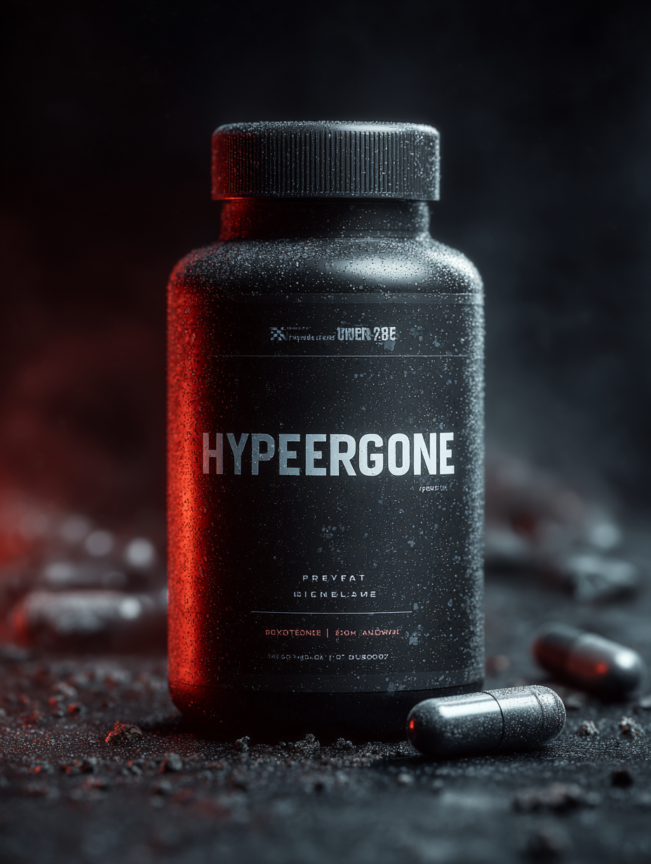 Hypeergone capsule bottle with natural formula for blood pressure support on neutral background